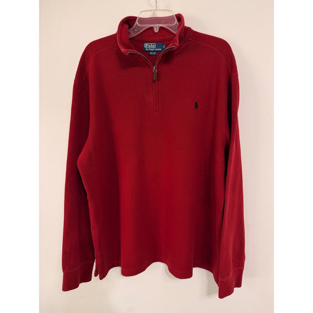 Polo by Ralph Lauren Red 1/4 Zip Sweater sz XL Old Money Preppy Golf classic Y2K